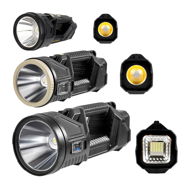 Rechargeable Led Flashlight with Large Battery Capacity Long Running Time Emergency Torches with IP65 Waterproof Rating