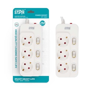Regleta de Enchufes Winning Star, 3 Tomas, Cable de 2 Metros, Estándar CE, Enchufe Europeo, Protección de Seguridad - Product Image 1