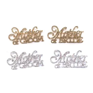 wholesale wedding decorative rhinestone letter pin customized mother of bride diamond brooch pin