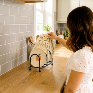 Modern <b>Metal</b> <b>Plate</b> Rack Standing Type Single Tier Kitchen Storage Holder Durable Non-Folding Design for Tableware - Product Image 1