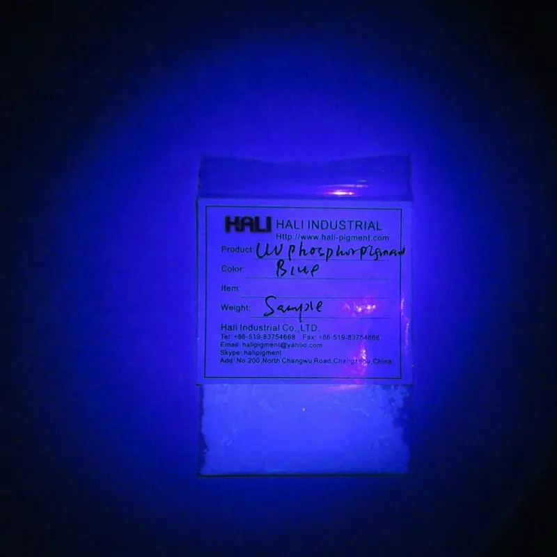 Luz negra invisível pigmento fluorescente luz uv, pigmento sensível pó fluorescente ultravioleta HLA-03 cor: branco a azul