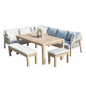 Meubles en bois et aluminium sur mesure, ensemble de jardin moderne et imperméable, tables et chaises d'extérieur OEM ODM, ensemble de meubles pour hôtel et parc. - Product Image 3