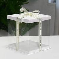 Boîte à gâteau transparente de luxe moderne haut de gamme en gros, plusieurs tailles, qualité alimentaire, écologique, personnalisable, pour cadeau d'anniversaire et desserts