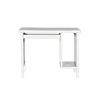 Bureau d'ordinateur pliable moderne blanc pour salon avec tiroir, en métal durable, rangement pour l'apprentissage, design minimaliste, assemblé