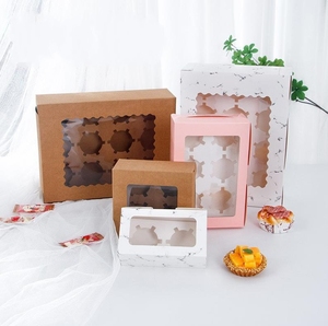 Özel düğün Cupcake kutuları ambalaj <span class=keywords><strong>2</strong></span> 4 6 delik net pencere ile bireysel kağıt Muffin kalıbı kek hediye kutusu - Product Image 1