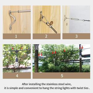 304 Stainless Steel <b>Rope</b> Light Kit With Hooks And Screws For Outdoor Lighting - Product Image 4