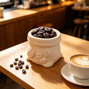 FUSEJOY3D ของตกแต่งถุงเมล็ดกาแฟแบบพิมพ์ 3 มิติ, ของตกแต่งตั้งโต๊ะ, ตุ๊กตา, ของตกแต่งสำนักงานแบบสร้างสรรค์, ของขวัญ - Product Image 2