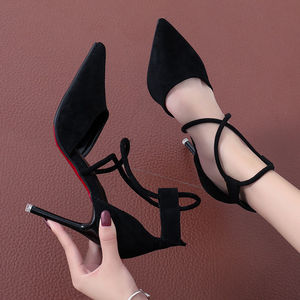 Nouvelles chaussures pour femmes avec design à brides croisées, chaussures à talons hauts polyvalentes, adaptées au printemps <span class=keywords><strong>et</strong></span> à l'automne, avec une boucle à une seule bride - Product Image 3
