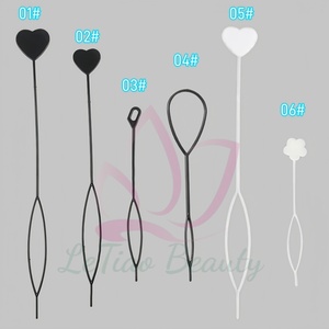 Lot de 10 outils de coiffure pour tresses, aiguilles à cheveux à enfiler, outils magiques pour la coiffure féminine, outil d'enfilage pour la création de queues de cheval - Product Image 2