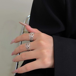 Yinruitai S925 Sterling Silver <b>Open</b> Letter B <b>Ring</b> Women Vintage Design Everyday Wear - Product Image 1