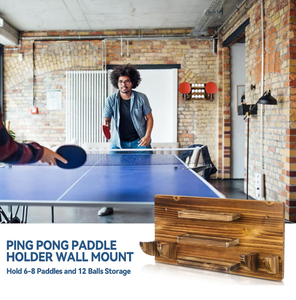 Soporte de pared de madera para palas de ping pong, estante de almacenamiento de madera para tenis de mesa, con capacidad para 6 palas y 12 pelotas - Product Image 6