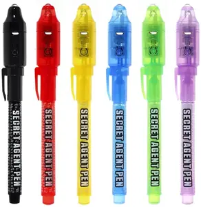 Hot Secret Spy Message Writer Neuheit Secret Message Pens Spionage stifte unsichtbarer Tinten stift mit UV-Licht