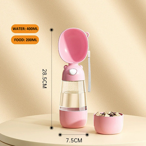 Bouteille d'eau pour chien Tasse d'eau de 400ml et bol de nourriture de 200ml Séparation sèche-humide Distributeur d'eau de voyage pour animaux de compagnie avec lanière portable - Product Image 5