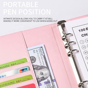 Sobre personalizado 100 planificador de desafío Carpeta de presupuesto A5 ahorro de dinero organizador de finanzas cuaderno de cuero PU - Product Image 6