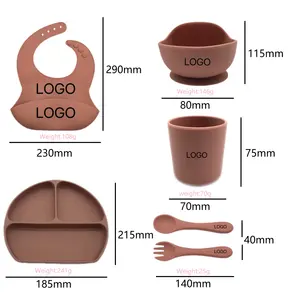 מפעל מותאם אישית סיליקון כלי שולחן סט יניקה צלחת קערת כוס סכו"ם פעוט האכלת אכילת אספקת סט