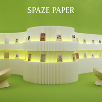 Mur d'exposition en papier lumineux Spazepaper avec étagère, paroi arrière avec écran de projection LED pliable rapide