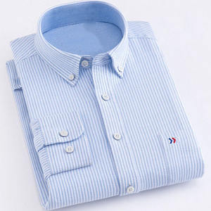 Oemtailor 100% Chemise d'été décontractée au crochet en coton à rayures Oxford pour homme - Product Image 3