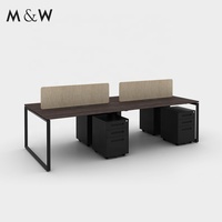 M & W Dubai Project Table de bureau 4 personnes Mobilier commercial avec design moderne Postes de travail modulaires professionnels Taille standard