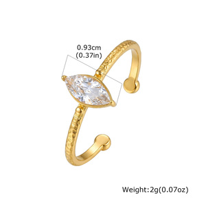 แหวนแฟชั่นสตรี แหวนเปิดทรงสี่เหลี่ยมวงรีเรียบง่ายสแตนเลสสตีล - Product Image 6