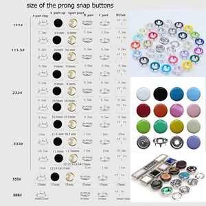 Accessori per abbigliamento bottone a pressione con anello in metallo in ottone senza piombo con 4 parti per vestiti per neonati