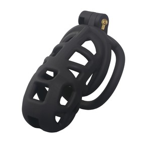 Delove Noir 4 Taille Cock Ring Sleeve Lock Pénis Cage <span class=keywords><strong>Bondage</strong></span> Sex Toy Chastity Cages Résine Male Chastity Cock Cage Waterproof for - Product Image 4