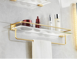 Mesa de acrílico de luxo com prateleira, suporte para toalha do banheiro para parede, mesa de armazenamento sem perfurador para lavar - Product Image 2