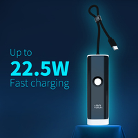 Chargeur mural portable mini 5000 mAh avec logo OEM, étanche, câble intégré, charge rapide 20W Type C pour iPhone, batterie externe