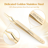 Pinces à épiler NAGARAKU pour isolation des cils, pointe en fibre de précision, outil de maquillage antidérapant avec grille