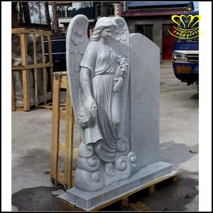 Statue d'ange en marbre noir moderne du Hebei, pierre tombale pour usage commémoratif en extérieur - Product Image 5