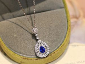 Pendentif de luxe Xinfly en or véritable 18 carats et saphir, diamant naturel 0,45 carat pour femmes, idéal pour les soirées, sans chaîne - Product Image 3