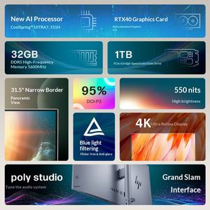 Computadora Todo en Uno de Alta Gama HP Star <span class=keywords><strong>Studio</strong></span> X 32 de Alta Definición, Pantalla de 31.5 Pulgadas, CPU Ultra 7-155H, 32 GB de RAM, 1 TB de SSD, GPU RTX4050 - Product Image 2