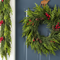 60CM Luxe Eco-vriendelijke Volledig PE Kerstkrans, Handgemaakte Kerstkrans met Dennenappels voor Binnendeurdecoratie