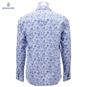 Printed Shirts For Men Men's Print Shirt Stretch Long Sleeve Blue Floral Normal Print Shirt For Men