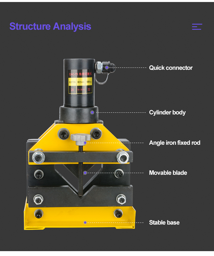 30Tons Angle Steel Cutter Head Angle 