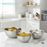 Ensemble de saladiers en acier inoxydable poli de haute qualité, design moderne, durable, bol à mélanger pour restaurant, bol à fruits pour la cuisine