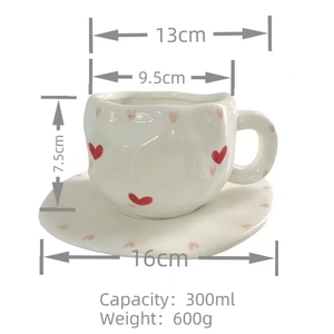 أكواب قهوة وشاي من السيراميك مصنوعة يدويًا مع صحونها للمقاهي من مصنع تشاوتشو للبيع بالجملة - Product Image 3