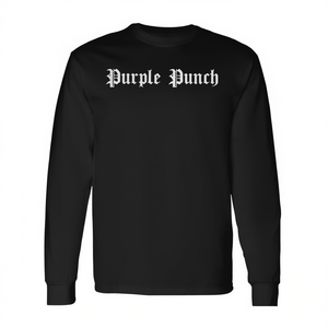 T-shirt a maniche lunghe Purple Punch in cotone nero, abbigliamento unisex - Product Image 2