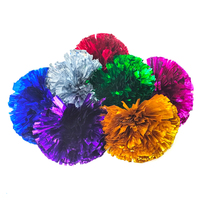 Pompons de cheerleading en PET, pompons brillants métalliques, pompons personnalisés en couleur, vente en gros pour les événements sportifs, les équipes de danse, l'esprit scolaire