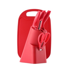 7 Pieces Stainless Steel <b>Kitchen</b> Chef Set Cutting Board Scissor Peeler <b>Kitchen</b> Knife & <b>Accessories</b> with Block - Product Image 1
