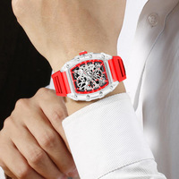 Montre Homme ZIDO 1702, Décontractée, Tendance, Sportive, à Quartz Entièrement Automatique, Évidée, Lumineuse, 42mm, Forme Baril, Aiguilles
