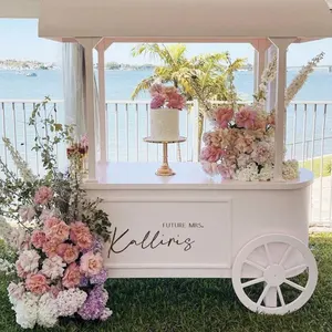 Chariot à bonbons en bois avec roues pour fêtes événement toile de fond chariot mariage