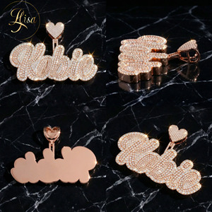 Colgante de letra inicial con diamante Moissanita VVS que pasa la prueba del diamante, estilo Hip Hop para hombre, con incrustaciones de diamantes baguette, joyería - Product Image 2