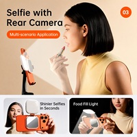 CF Éclairage magnétique LED carré pour selfie, 49 LED, intensité réglable, support de téléphone, pour caméra avant et arrière, lumière portable pour vlog