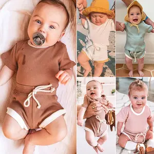 Großhandel Sommer Baby Kleidung Streifen Kurzarm Baby Kleider Baby Stram pler