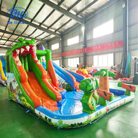 Château gonflable d'intérieur à thème dinosaure, petit château gonflable avec toboggan et piscine, château gonflable d'intérieur et d'extérieur