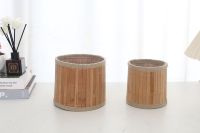 Porte-stylos en bambou tressé écologique pour l'organisation du bureau à domicile et au bureau, paniers de rangement faits à la main pour une utilisation dans la garde-robe