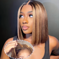 Perruques Courtes Bouclées Bob à 300% de Densité, Cheveux Humains, Perruque Complète HD en Dentelle Frontale, Fournisseur de Perruques Frontales Vierge Indiennes Brutes en Dentelle pour Femmes Noires