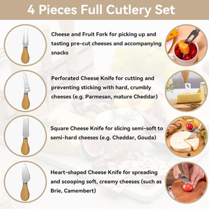 Papan Sajian Keju Bambu, Nampan Sajian Kayu dengan 4 Pisau dan 2 Wadah Saus, Piring Sajian Charcuterie yang Dapat Dibuka dengan 7 Sekat - Product Image 4