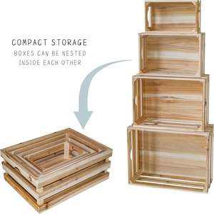 100% Cajas <span class=keywords><strong>de</strong></span> madera grandes Juego sin terminar <span class=keywords><strong>de</strong></span> 4 Cajas <span class=keywords><strong>de</strong></span> almacenamiento <span class=keywords><strong>de</strong></span> madera Caja rústica <span class=keywords><strong>de</strong></span> exhibición <span class=keywords><strong>de</strong></span> madera - Product Image 4