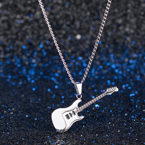 Guitar Pendant <b>Necklace</b> Zinc Alloy Unisex Fashion Jewelry <b>Statement</b> Pendant For Men Women Music Lover Gift - Product Image 3